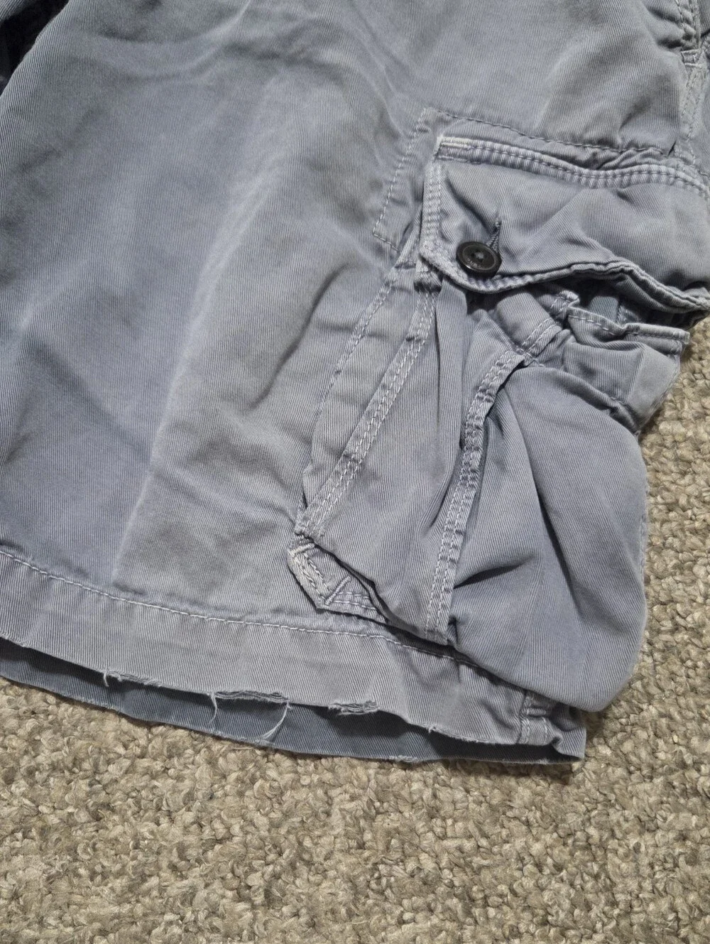Y2K American Eagle Men's Classic Cargo Shorts Gray/Blue Size 34